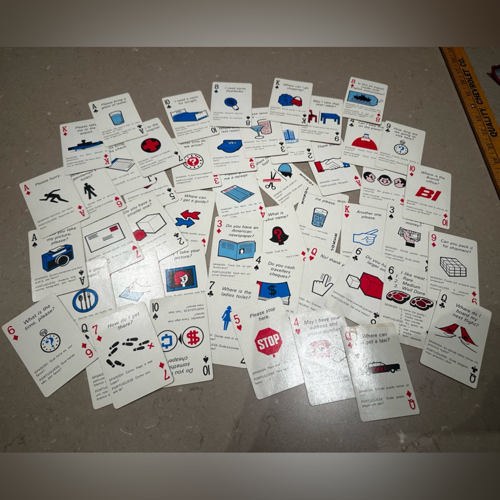 Vintage Foreign Language Flash Cards  Travel Themed Spanish Portuguese English